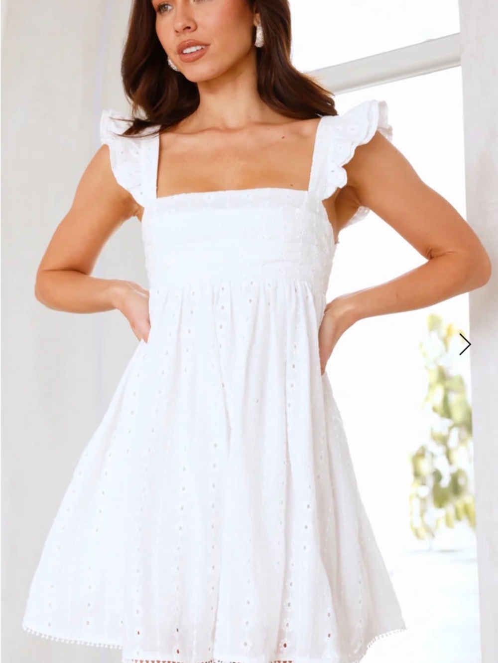 HELLO MOLLY SUNLIT DRIFT MINI DRESS, WHITE SIZE 6